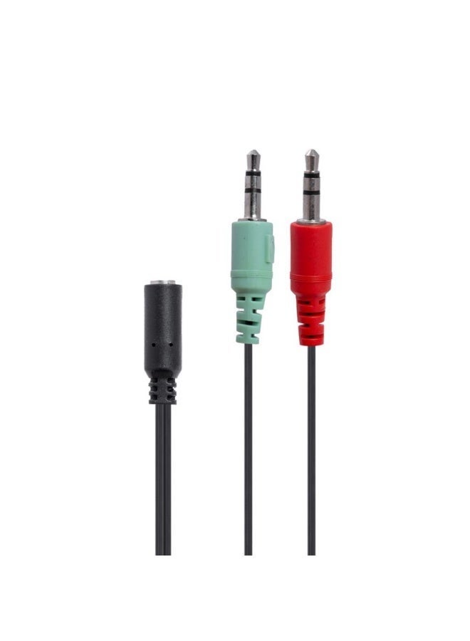 2B Converter audio from smart phone 3.5 mm socket Female to two socket PC (Mic + Headphone) Male - CV498 - Black - Image 1